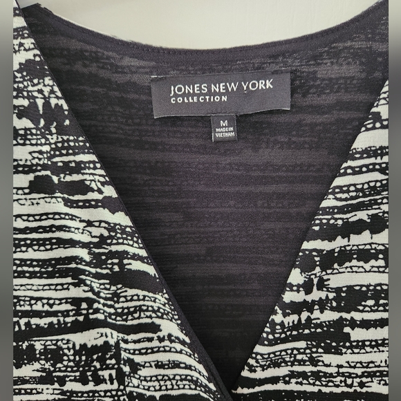 Jones New York Womens V-Neck Sleeveless Knee Length Dress Black/white Size M - Picture 6 of 8